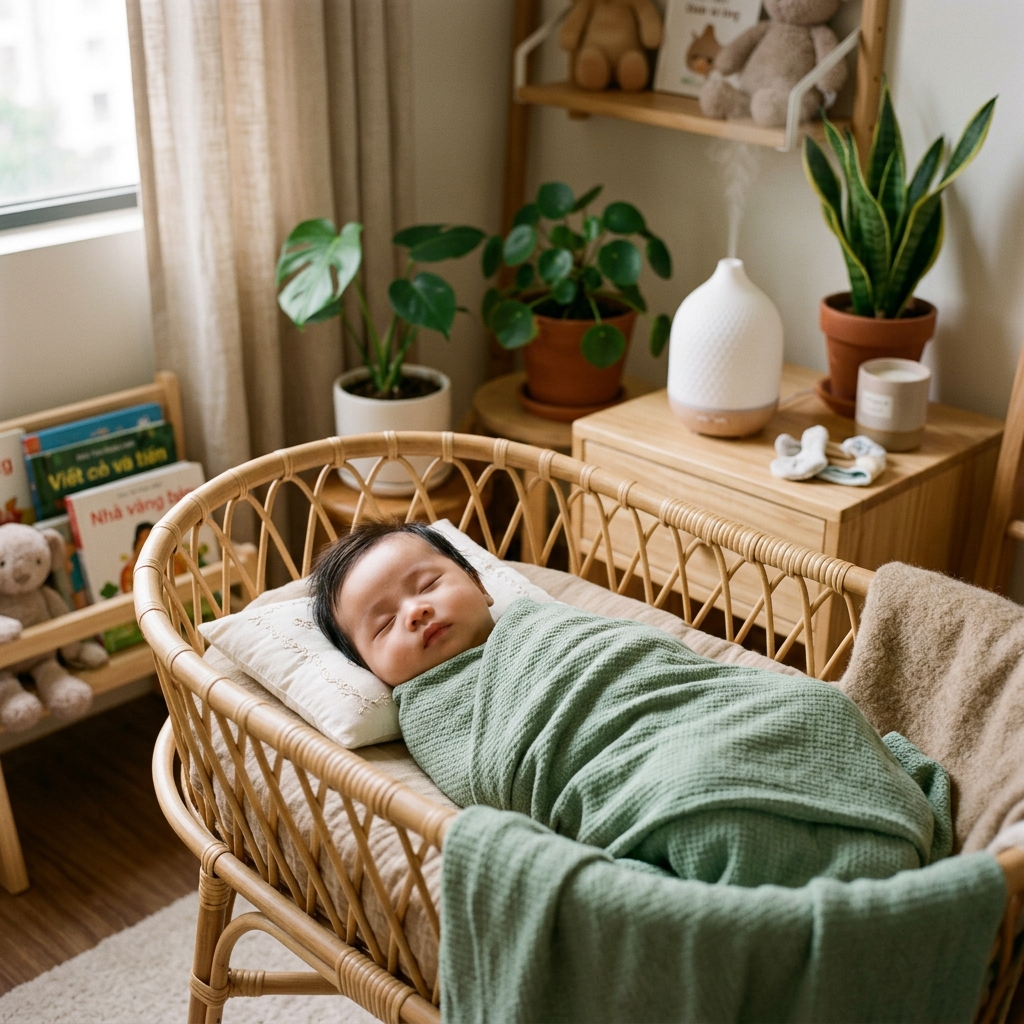 Bé ngủ ngon giấc với tràm xông